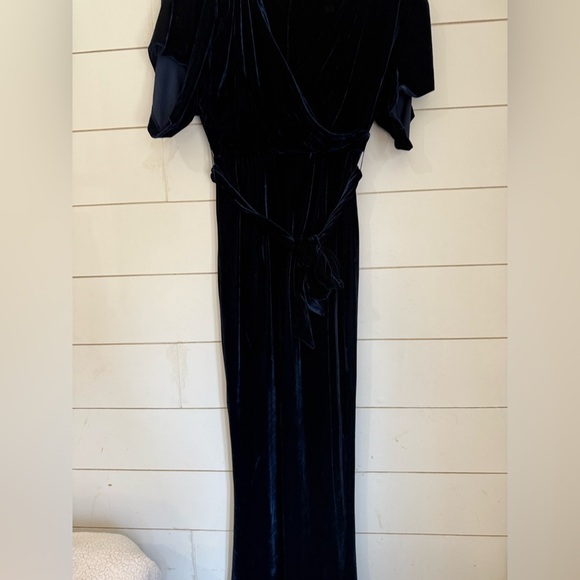 ModCloth x Collectif Keiko Velvet Maxi Dress Womens High Slit Blue Witchy - Picture 6 of 11